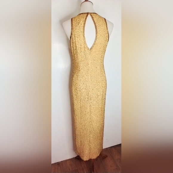 GOLD BEAD AND SEQUINED FORMAL GOWN - Picture 8 of 8